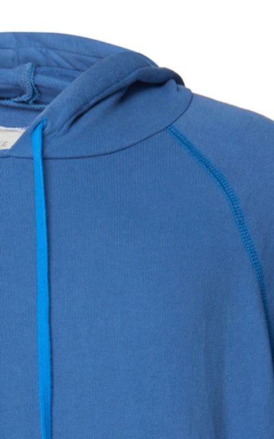 Shop Greg Lauren Printed Cotton Hoodie In Blue