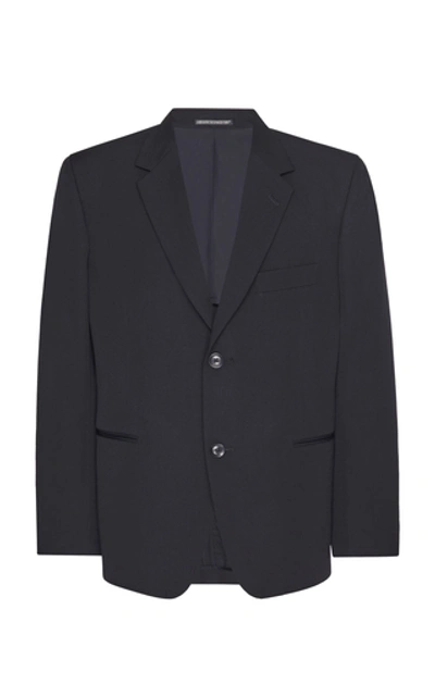 Shop Yohji Yamamoto Notched Wool Blazer In Black