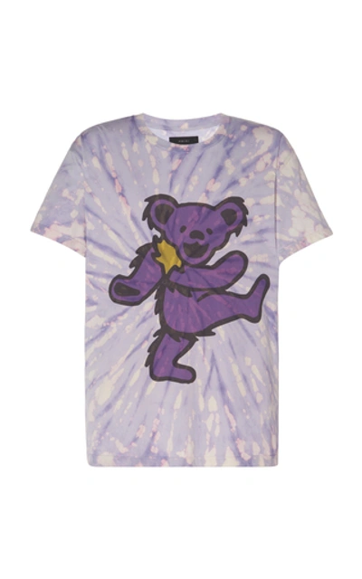 Shop Amiri Grateful Dead Bear Tie-dye Cotton Tee In Purple