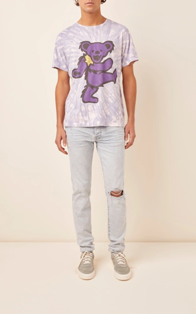 Shop Amiri Grateful Dead Bear Tie-dye Cotton Tee In Purple