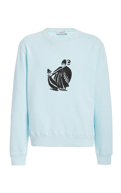 Shop Lanvin Mother & Child Distressed Sweatshirt In Blue