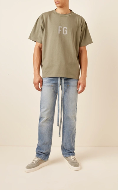 Shop Fear Of God 3m Logo Cotton T-shirt In Green