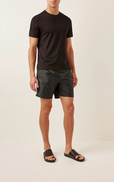 Shop Prada Classic Solid Swim Trunks In Black