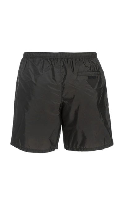 Shop Prada Classic Solid Swim Trunks In Black