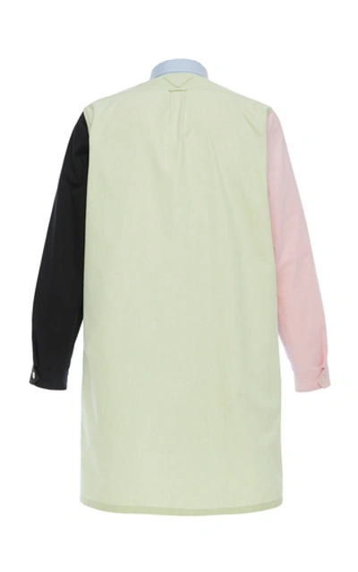Shop Prada Colorblock Logo Cotton Shirt In Multi