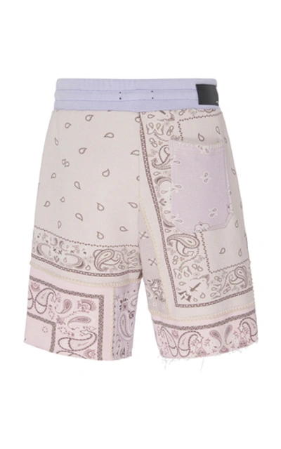 Shop Amiri Bandana Reconstructed Cotton Shorts In Purple