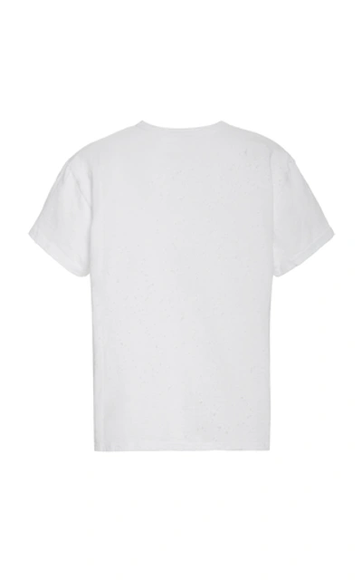Shop Amiri Shotgun Distressed Cotton-jersey T-shirt In White