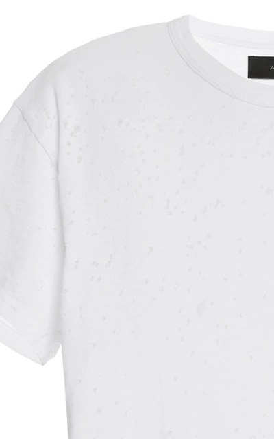 Shop Amiri Shotgun Distressed Cotton-jersey T-shirt In White