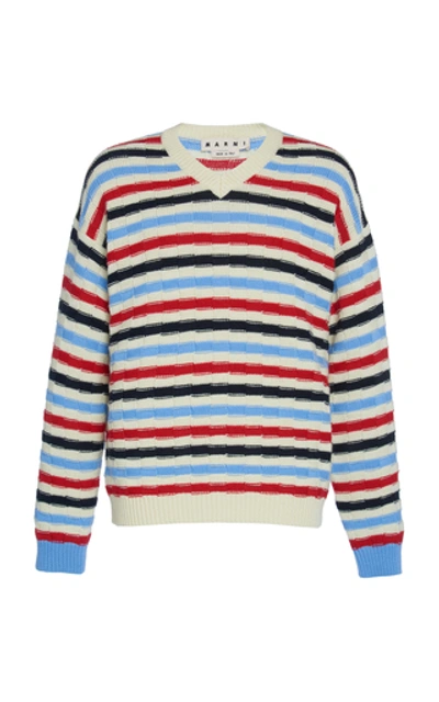 Shop Marni V-neck Striped Sweater In Multi