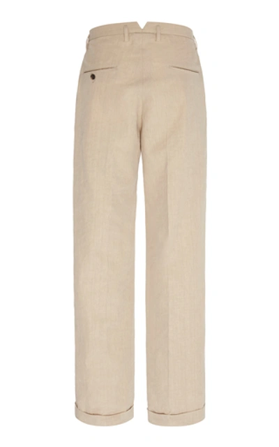Shop Maison Margiela Cotton-blend Straight-leg Pants In Neutral