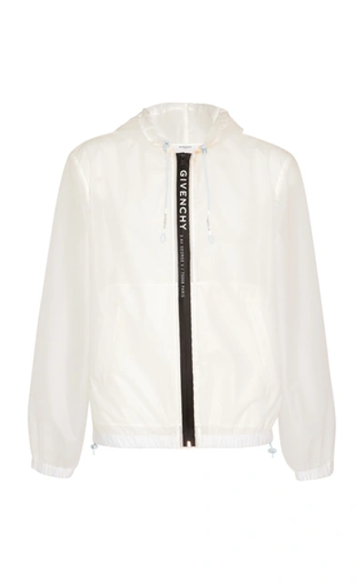 Shop Givenchy Logo Nylon Windbreaker Jacket In White