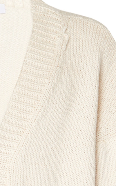 Shop Rhude Distressed Cotton Cardigan Sweater In Neutral