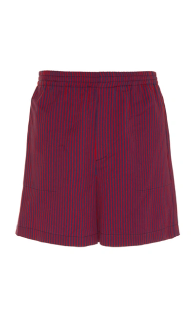 Shop Bode Micro Tent Striped Cotton Rugby Shorts In Red