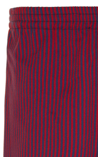 Shop Bode Micro Tent Striped Cotton Rugby Shorts In Red