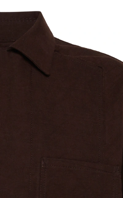 Shop Haider Ackermann Workwear Two-tone Cotton Top In Brown