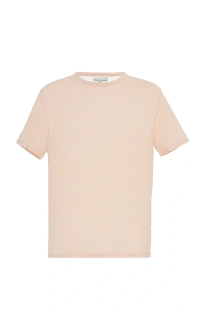 Shop Officine Generale Linen Crewneck T-shirt In Pink