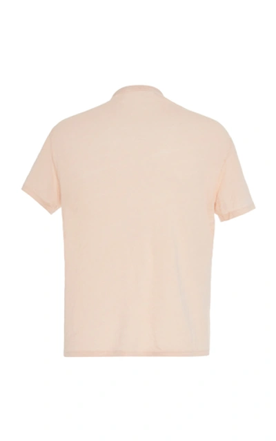 Shop Officine Generale Linen Crewneck T-shirt In Pink