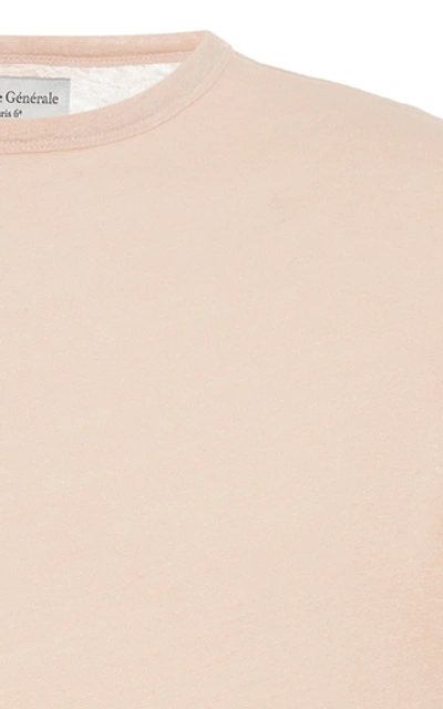 Shop Officine Generale Linen Crewneck T-shirt In Pink