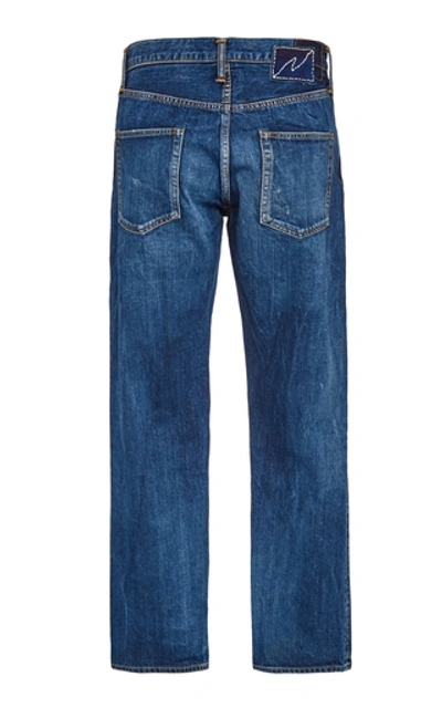 Shop Visvim Social Sculpture Rigid Denim Straight-leg Jeans In Dark Wash
