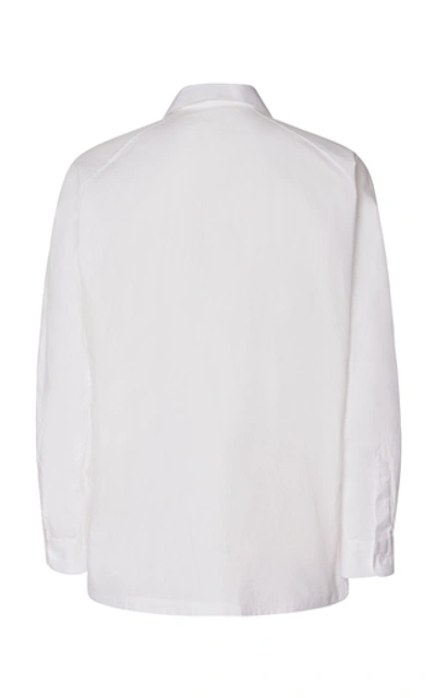 Shop Yohji Yamamoto Cotton-poplin Open-collared Shirt In White