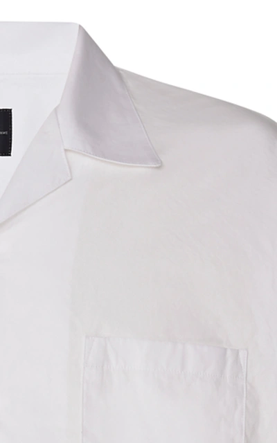 Shop Yohji Yamamoto Cotton-poplin Open-collared Shirt In White