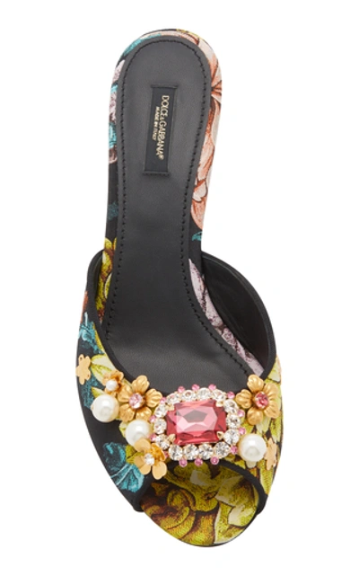 Shop Dolce & Gabbana Floral-print Jacquard-leather Mules In Multi
