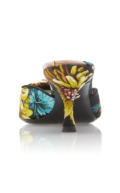 Shop Dolce & Gabbana Floral-print Jacquard-leather Mules In Multi