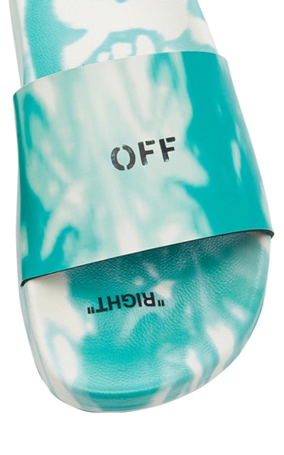 Shop Off-white Logo-print Tie-dye Rubber Slides In Green