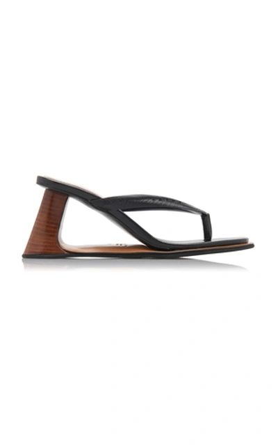 Shop Marni Reverse Leather Thong Sandals In Black