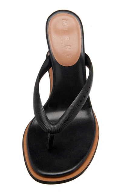 Shop Marni Reverse Leather Thong Sandals In Black