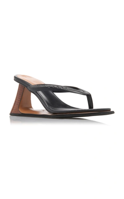 Shop Marni Reverse Leather Thong Sandals In Black