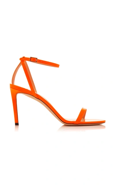 Shop Jimmy Choo Minny Neon Patent Leather Sandals In Orange