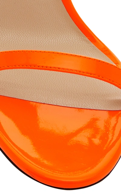 Shop Jimmy Choo Minny Neon Patent Leather Sandals In Orange