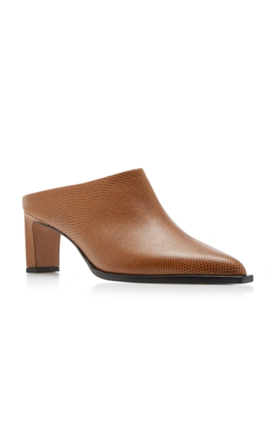 Shop Atp Atelier Fave Snake-effect Leather Mules In Brown