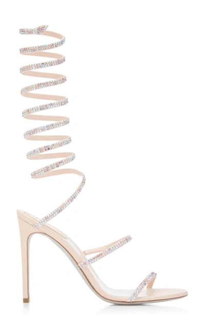 Shop René Caovilla Satin Snake-coil Sandals In Pink