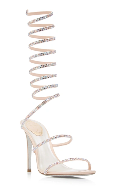 Shop René Caovilla Satin Snake-coil Sandals In Pink