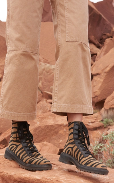 Shop Loeffler Randall Brady Stretch Knit Combat Boots In Animal