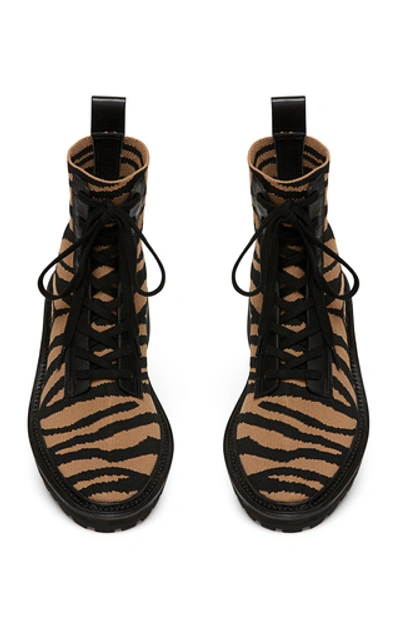 Shop Loeffler Randall Brady Stretch Knit Combat Boots In Animal