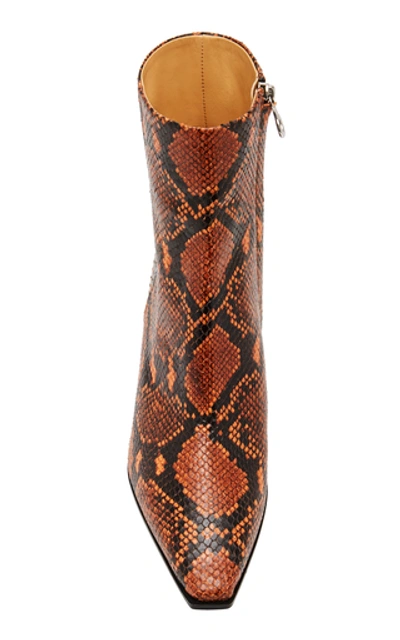 Shop Aeyde Lena Snake-print Leather Wedge Boots In Orange
