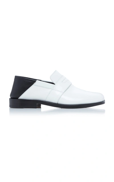 Shop Maison Margiela Two Tone Leather Loafers In White