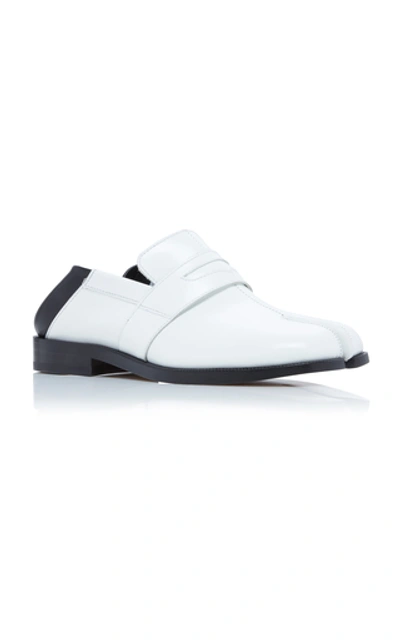 Shop Maison Margiela Two Tone Leather Loafers In White