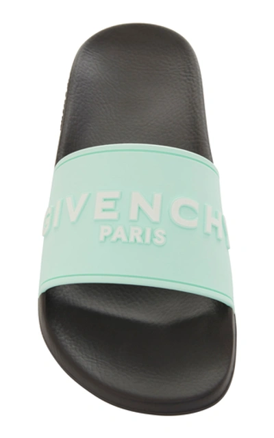Shop Givenchy Logo Rubber Slides In Green