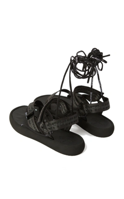 Shop Off-white Tie-detailed Woven And Rubber Sandals In Black