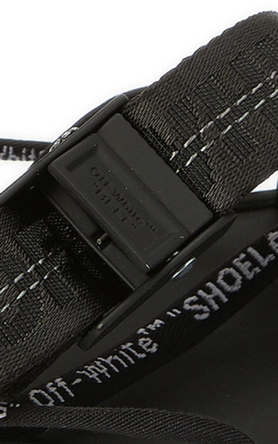 Shop Off-white Tie-detailed Woven And Rubber Sandals In Black