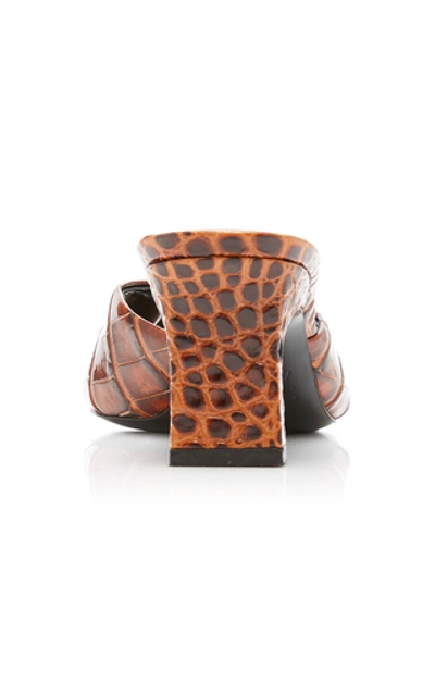 Shop Simon Miller Hammer Croc-effect Leather Sandals In Brown