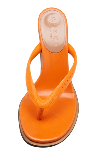 Shop Marni Reverse Leather Thong Sandals In Orange