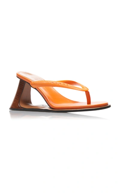 Shop Marni Reverse Leather Thong Sandals In Orange