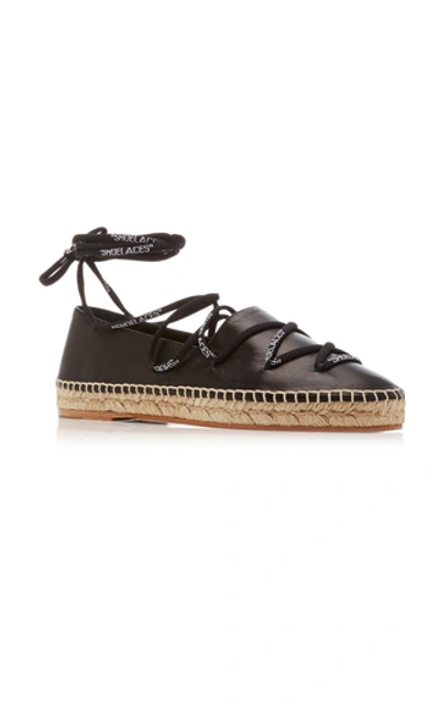 Shop Off-white Leather Espadrilles In Black