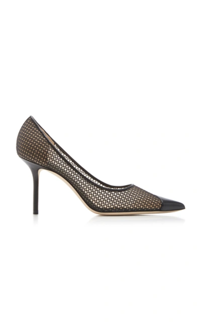 Shop Jimmy Choo Women's Love Leather-trimmed Mesh Pumps In Black