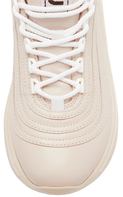 Shop Miu Miu Crystal-embellished Leather Sneakers In Neutral